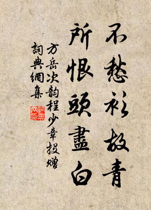 方岳不愁衫故青,所恨头尽白书法作品欣赏