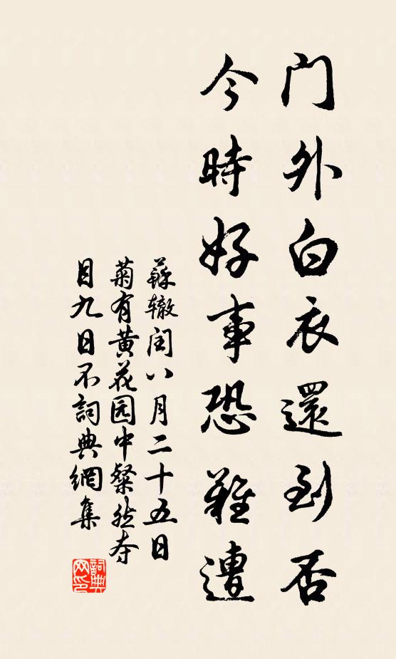 苏辙门外白衣还到否，今时好事恐难遭书法作品欣赏