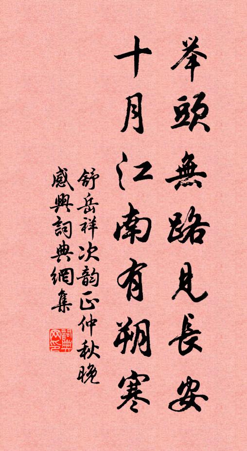 舒岳祥举头无路见长安，十月江南有朔寒书法作品欣赏