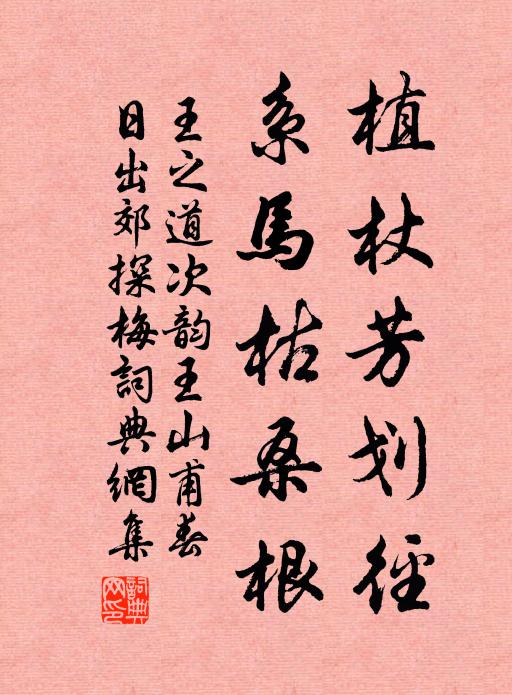 王之道植杖芳划径，系马枯桑根书法作品欣赏