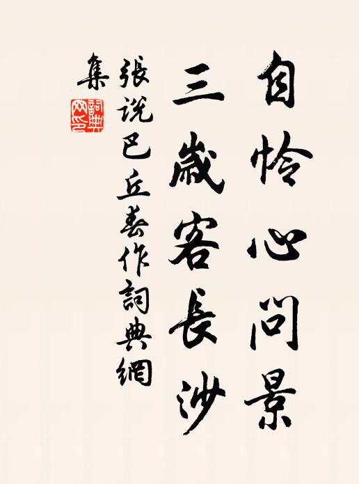 张说自怜心问景，三岁客长沙书法作品欣赏