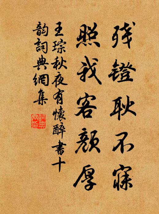 王琮残镫耿不寐，照我客颜厚书法作品欣赏