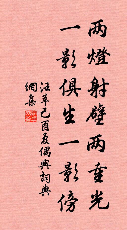 汪莘两灯射壁两重光，一影俱生一影傍书法作品欣赏