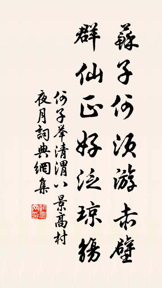 何子举苏子何须游赤壁，群仙正好泛琼觞书法作品欣赏