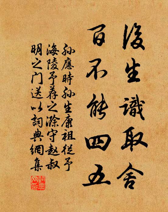 孙应时后生识取舍，百不能四五书法作品欣赏