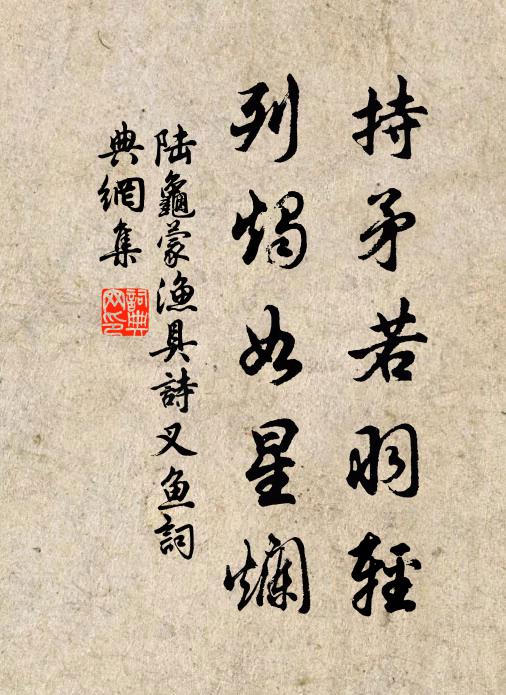 陆龟蒙持矛若羽轻，列烛如星烂书法作品欣赏