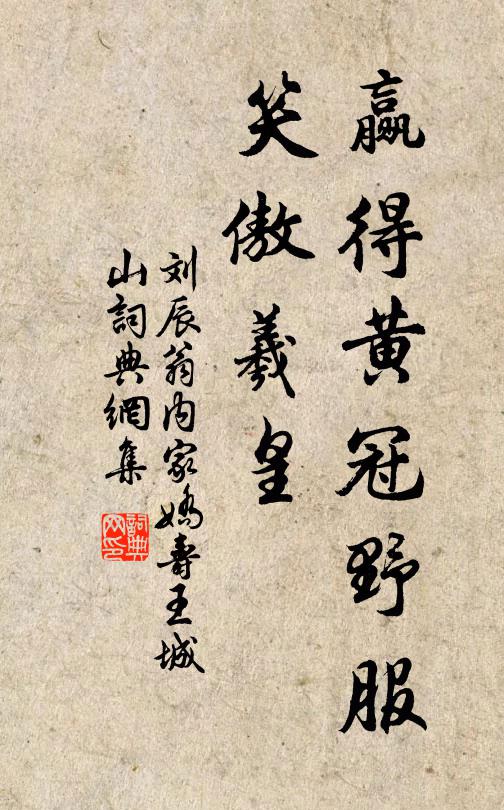 刘辰翁赢得黄冠野服，笑傲羲皇书法作品欣赏