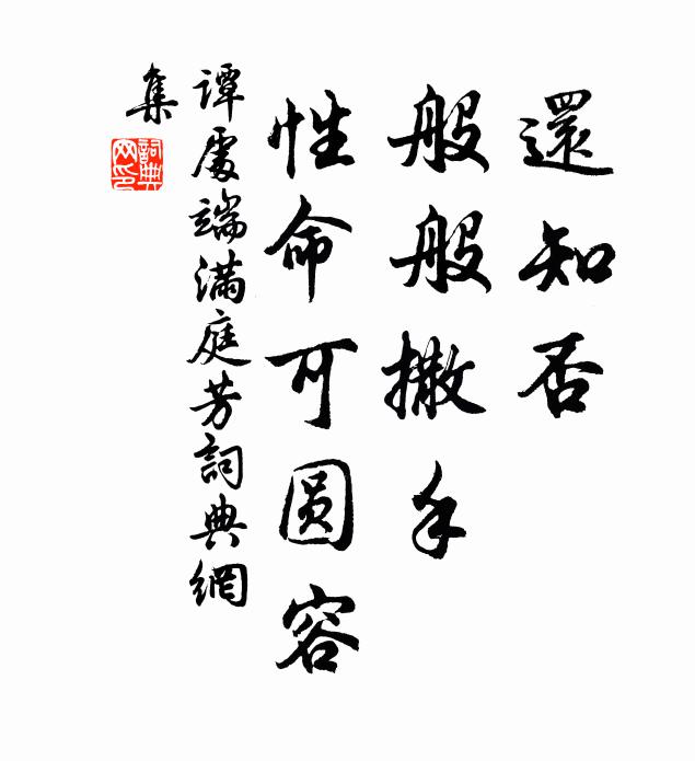谭处端还知否，般般撒手，性命可圆容书法作品欣赏