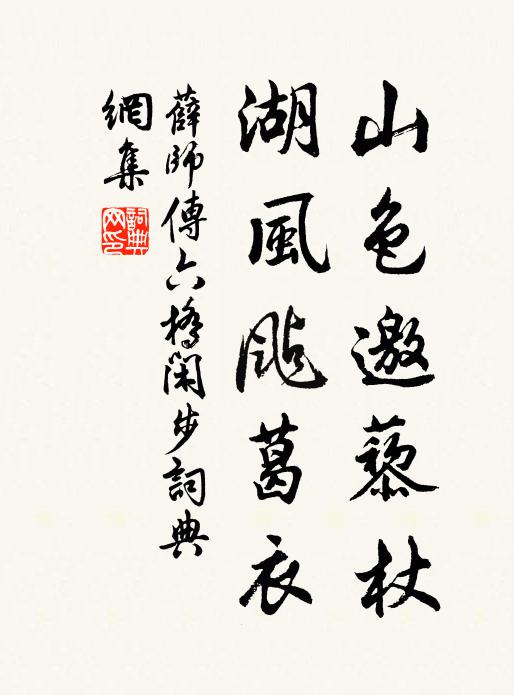 薛师传山色邀藜杖，湖风飐葛衣书法作品欣赏