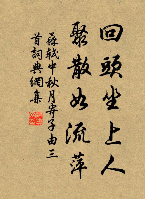 苏轼回头坐上人，聚散如流萍书法作品欣赏