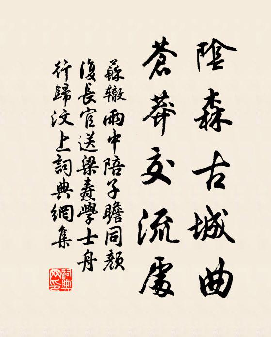 苏辙阴森古城曲，苍莽交流处书法作品欣赏