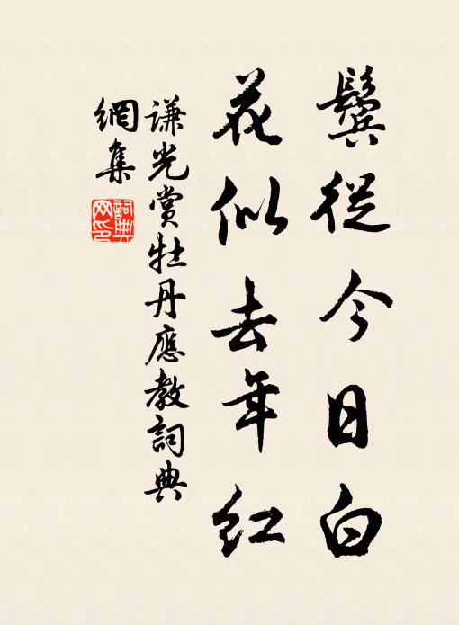 谦光鬓从今日白，花似去年红书法作品欣赏