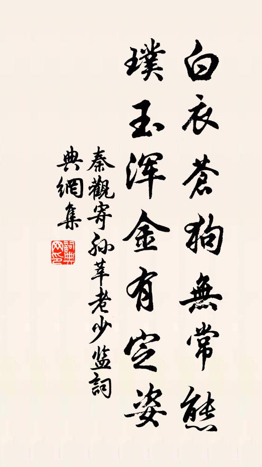 秦观白衣苍狗无常态，璞玉浑金有定姿书法作品欣赏