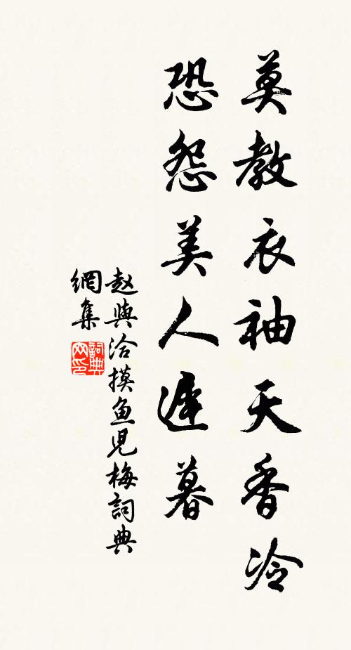 赵与洽莫教衣袖天香冷，恐怨美人迟暮书法作品欣赏