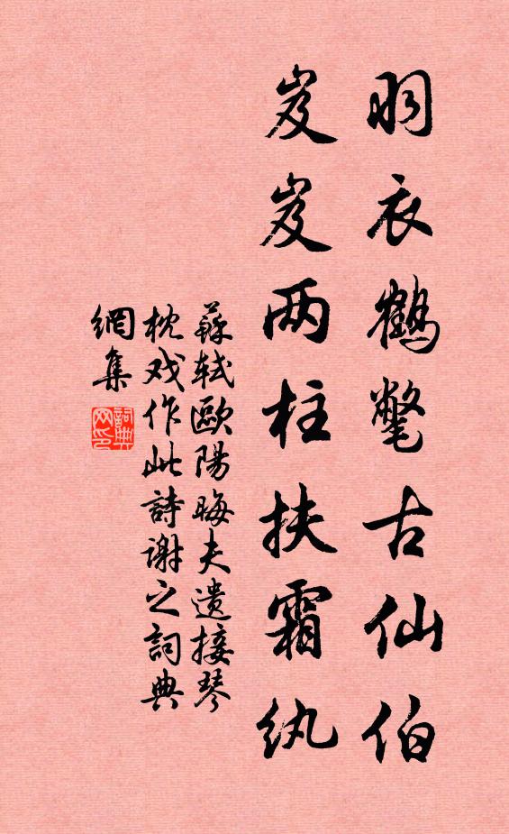 苏轼羽衣鹤氅古仙伯，岌岌两柱扶霜纨书法作品欣赏