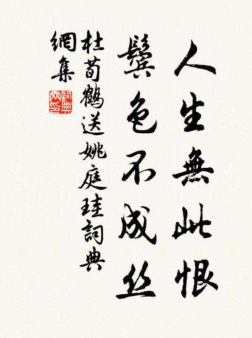 杜荀鹤人生无此恨，鬓色不成丝书法作品欣赏