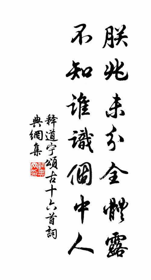 释道宁朕兆未分全体露，不知谁识个中人书法作品欣赏
