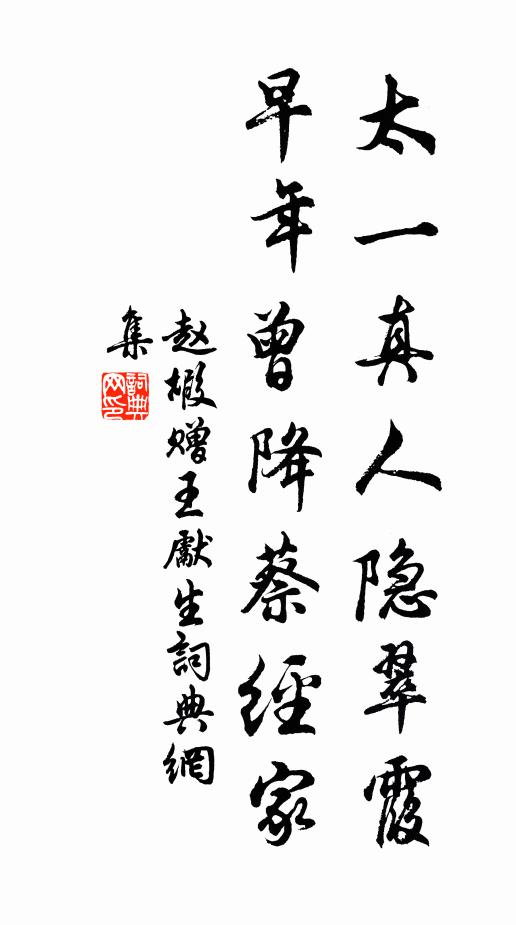 赵嘏太一真人隐翠霞，早年曾降蔡经家书法作品欣赏