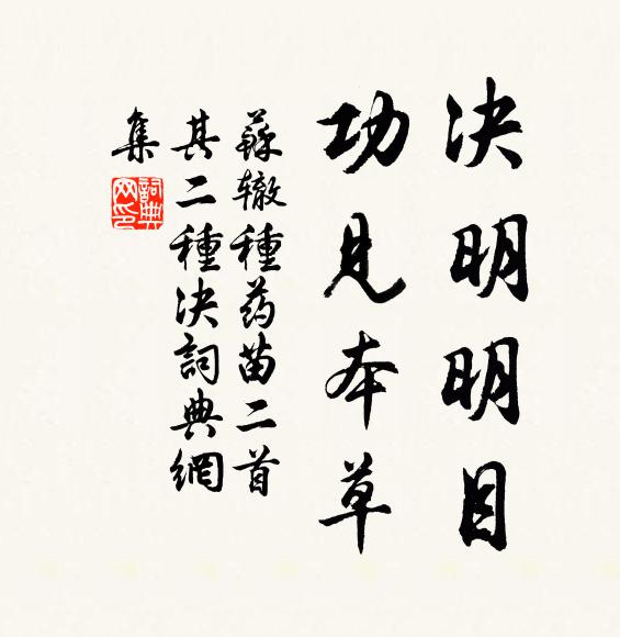 苏辙决明明目，功见本草书法作品欣赏