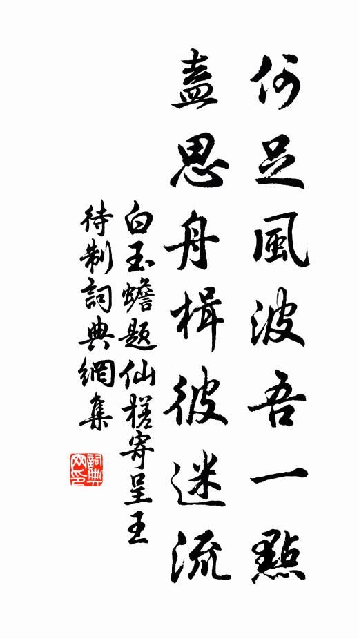 白玉蟾何足风波吾一点,盍思舟楫彼迷流书法作品欣赏