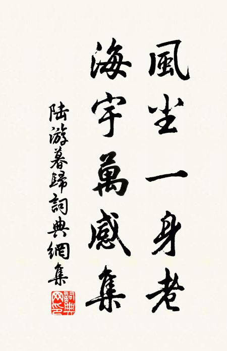 陆游风尘一身老，海宇万感集书法作品欣赏