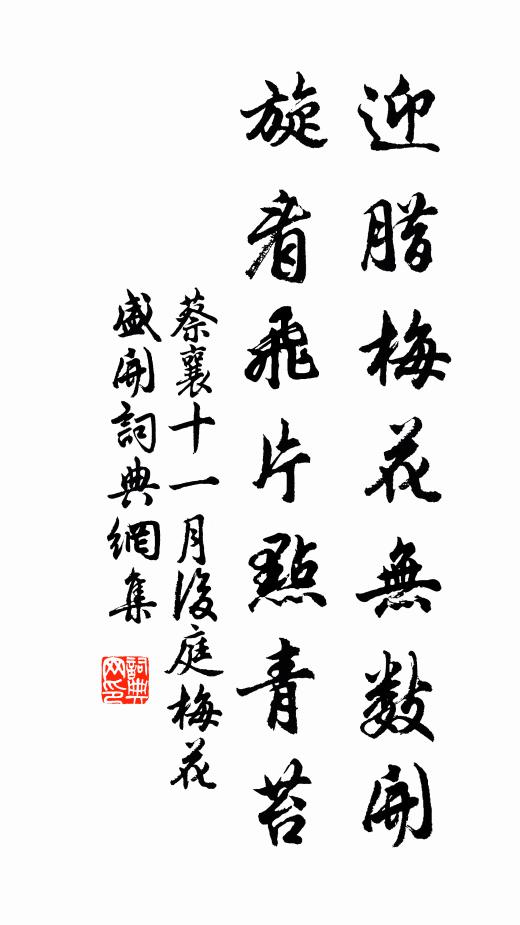 蔡襄迎腊梅花无数开，旋看飞片点青苔书法作品欣赏