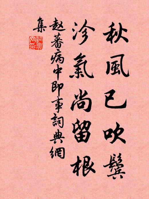 赵蕃秋风已吹鬓，沴气尚留根书法作品欣赏