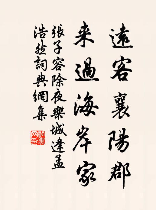 张子容远客襄阳郡，来过海岸家书法作品欣赏