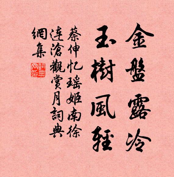 蔡伸金盘露冷，玉树风轻书法作品欣赏