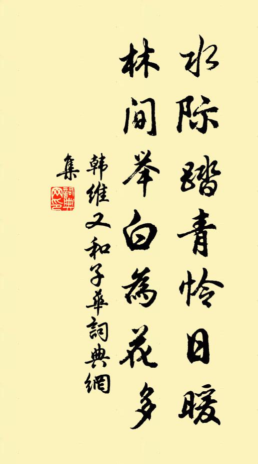 韩维水际踏青怜日暖，林间举白为花多书法作品欣赏