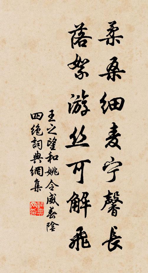 王之望柔桑细麦宁馨长，落絮游丝可解飞书法作品欣赏