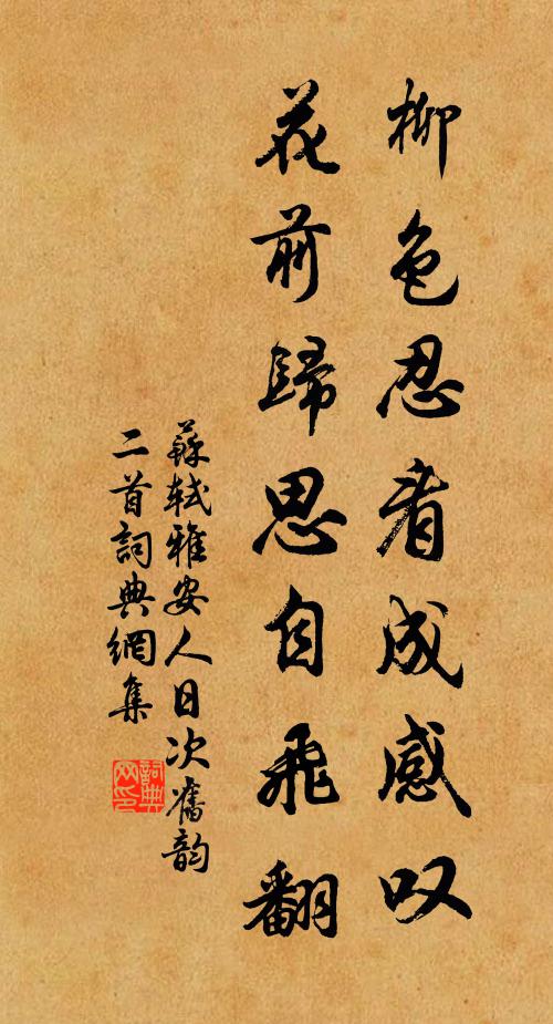 苏轼柳色忍看成感叹，花前归思自飞翻书法作品欣赏