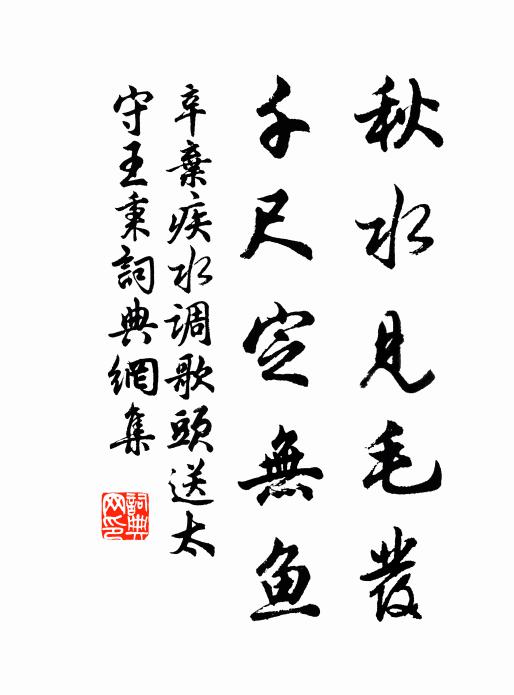 辛弃疾秋水见毛发，千尺定无鱼书法作品欣赏