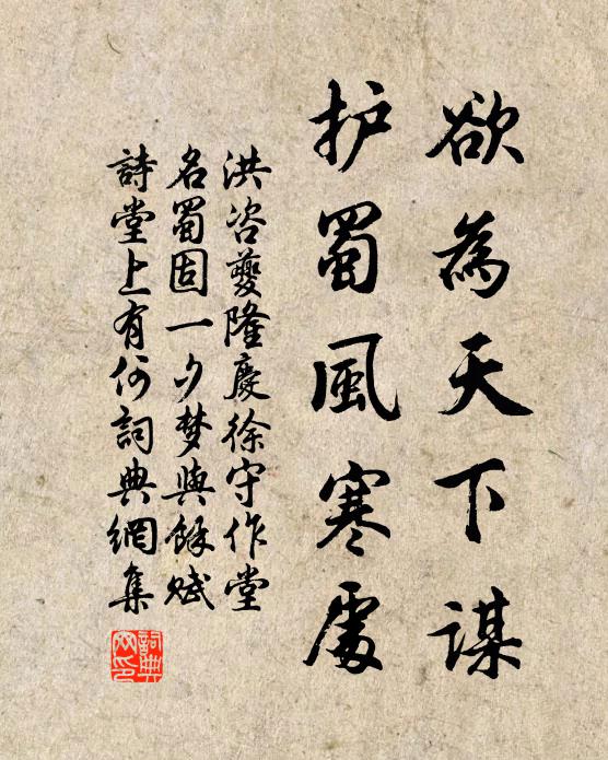 洪咨夔欲为天下谋，护蜀风寒处书法作品欣赏