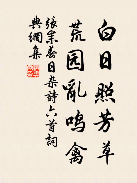 张耒白日照芳草，荒园乱鸣禽书法作品欣赏