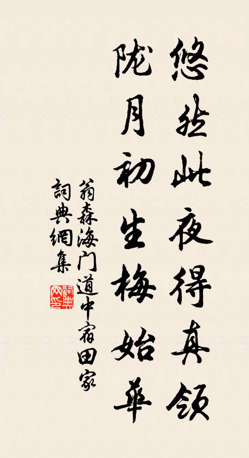翁森悠然此夜得真领，陇月初生梅始华书法作品欣赏