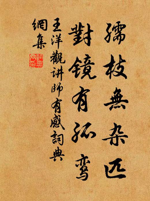 王洋孺枝无杂匹，对镜有孤鸾书法作品欣赏