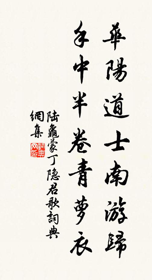 陆龟蒙华阳道士南游归，手中半卷青萝衣书法作品欣赏