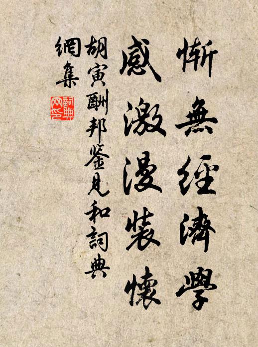 胡寅惭无经济学，感激漫装怀书法作品欣赏