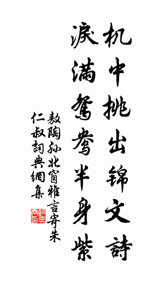 敖陶孙机中挑出锦文诗，泪满鸳鸯半身紫书法作品欣赏