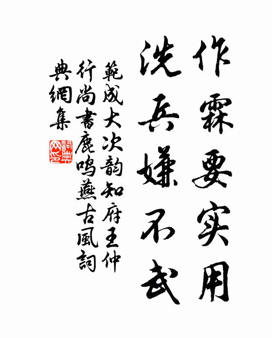范成大作霖要实用，洗兵嫌不武书法作品欣赏
