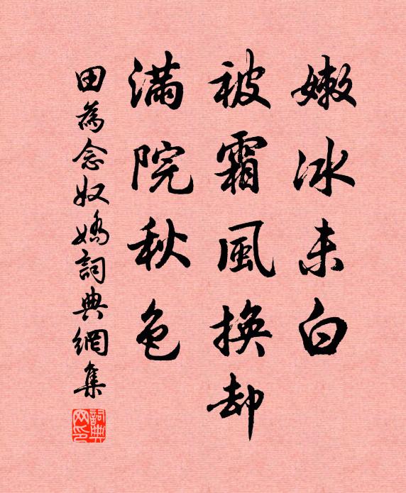 田为嫩冰未白，被霜风换却，满院秋色书法作品欣赏