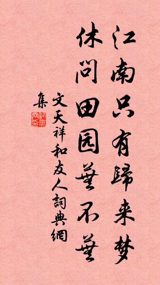 文天祥江南只有归来梦，休问田园芜不芜书法作品欣赏
