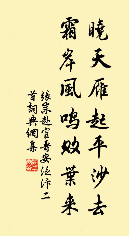张耒晓天雁起平沙去，霜岸风鸣败叶来书法作品欣赏