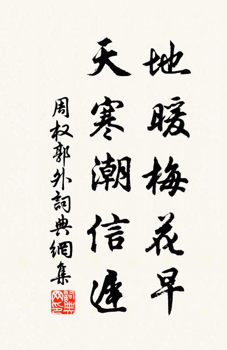 周权地暖梅花早，天寒潮信迟书法作品欣赏