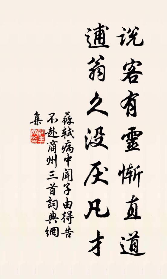 苏轼说客有灵惭直道，逋翁久没厌凡才书法作品欣赏