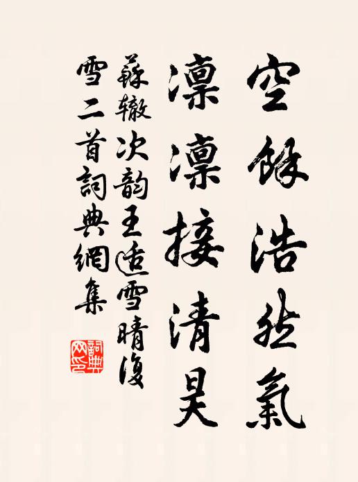 苏辙空余浩然气，凛凛接清昊书法作品欣赏