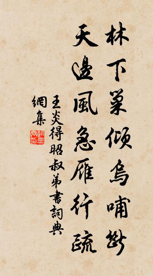 王炎林下巢倾乌哺断，天边风急雁行疏书法作品欣赏
