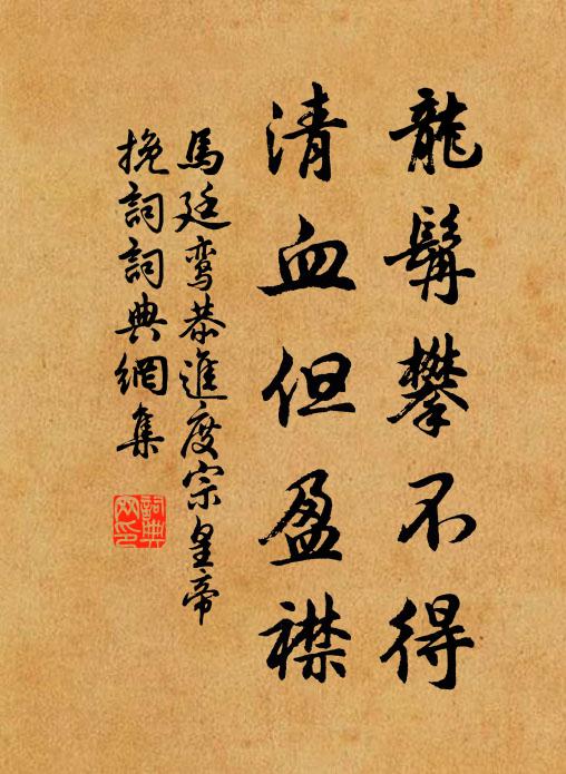 马廷鸾龙髯攀不得，清血但盈襟书法作品欣赏