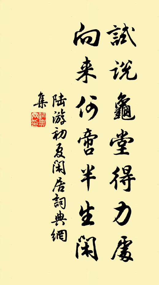 陆游试说龟堂得力处，向来何啻半生闲书法作品欣赏
